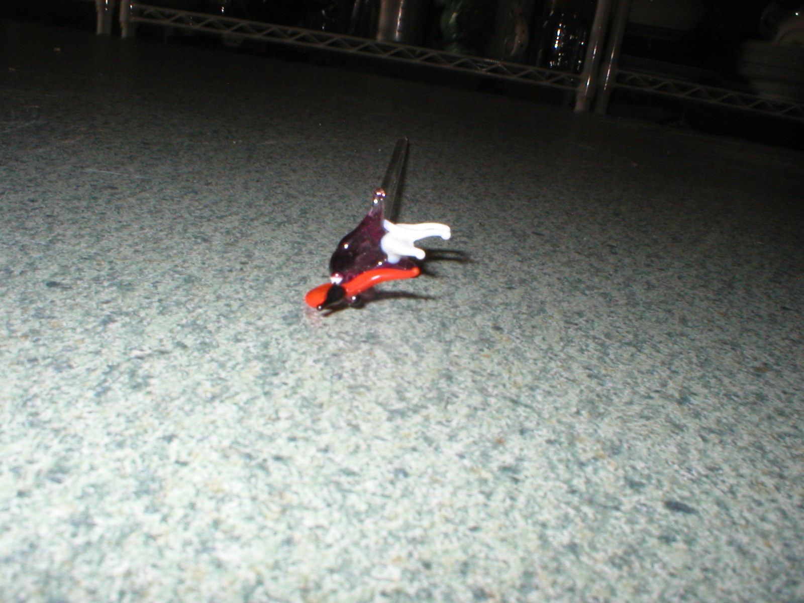 VTG Blown Art Glass Purple Rooster Swizzle Stick Stir Pick Stick 6 3/8