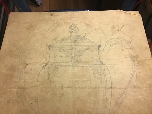 Original Sterling Silver Romaine Coffee Pot Drawing Sketch Paper Reed Barton Old