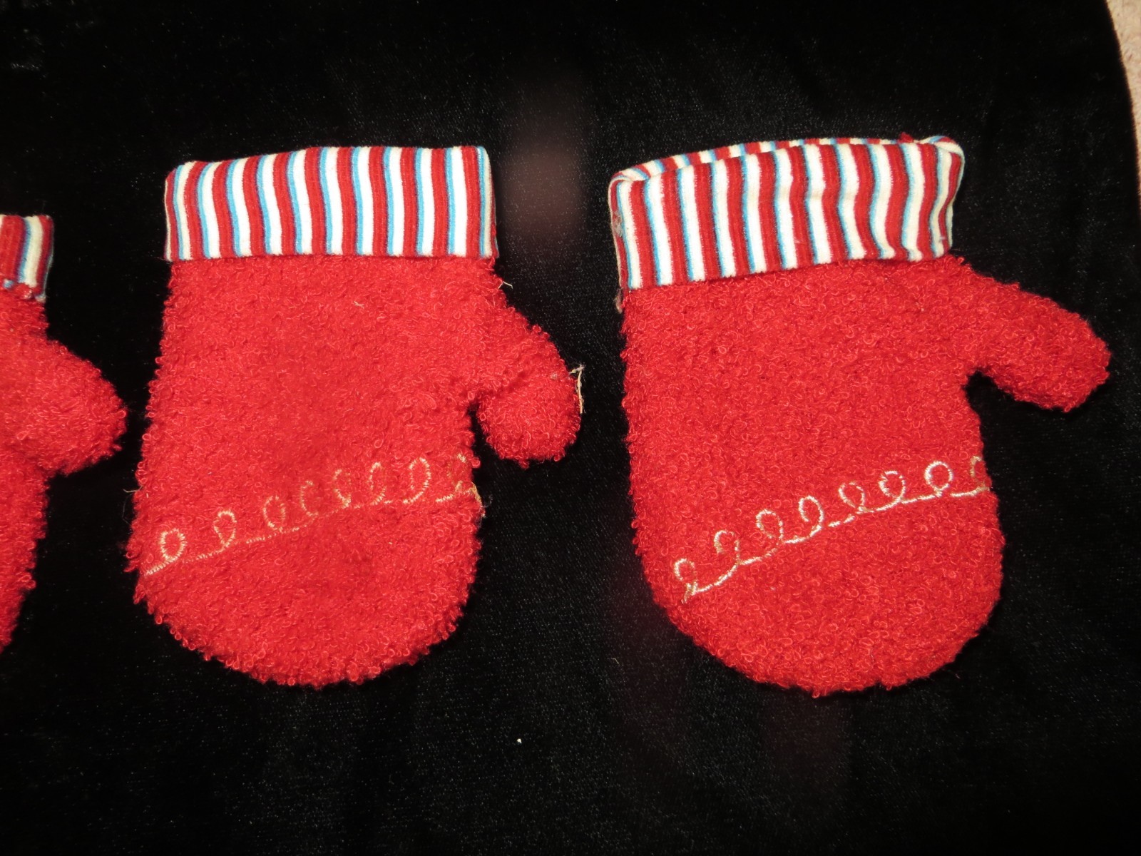 5 Red Mittens Christmas Decorations - Red with Striped Cuff - Crafts - Starbucks