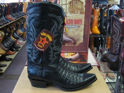 Pre-owned Los Altos Boots Los Altos Women Black Genuine Snip Toe Crocodile Western Cowboy Boot (m) L341977