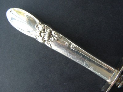 Vintage Silver Plated Hollow Handle Meat Carving Fork Floral Orchid Pattern