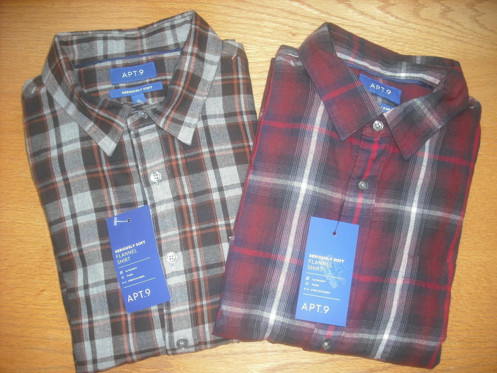 Apt 9 Set Of 2 Burgundy/navy & Brown Plaids Sz:xxl