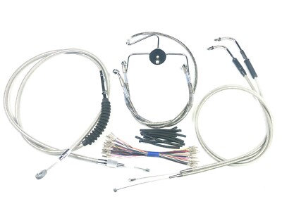 HARLEY ROAD KING 96-01 BRAIDED HANDLEBAR CABLE WIRING KIT APE HANGER 16'' EFI