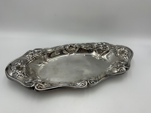 ANTIQUE ART NOUVEAU QUADRUPLE PLATE SILVERPLATE BOAT DISH TRAY