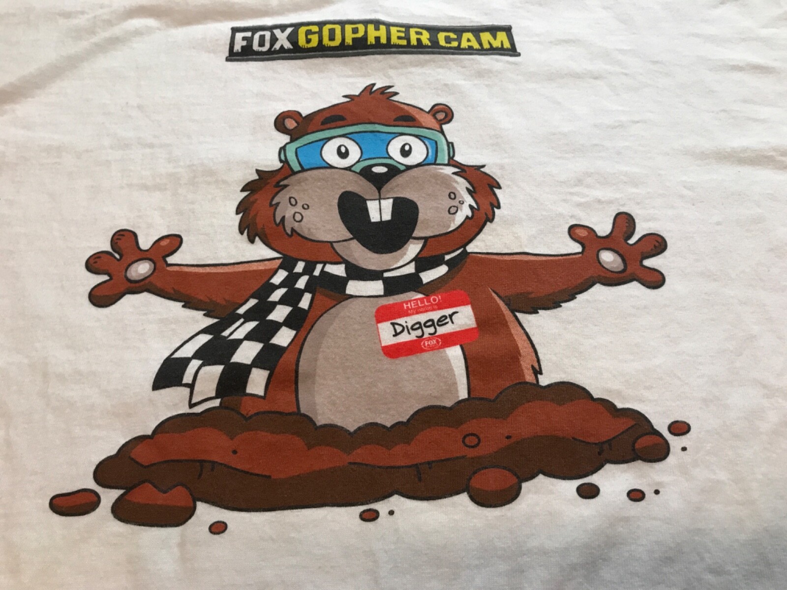 Nascar Fox Gopher Cam Digger Chase Authentics White T-shirt