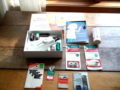Vintage 1970 Singer Sewing Machine Professional Buttonholer + 5 SINGER PRODUCTS