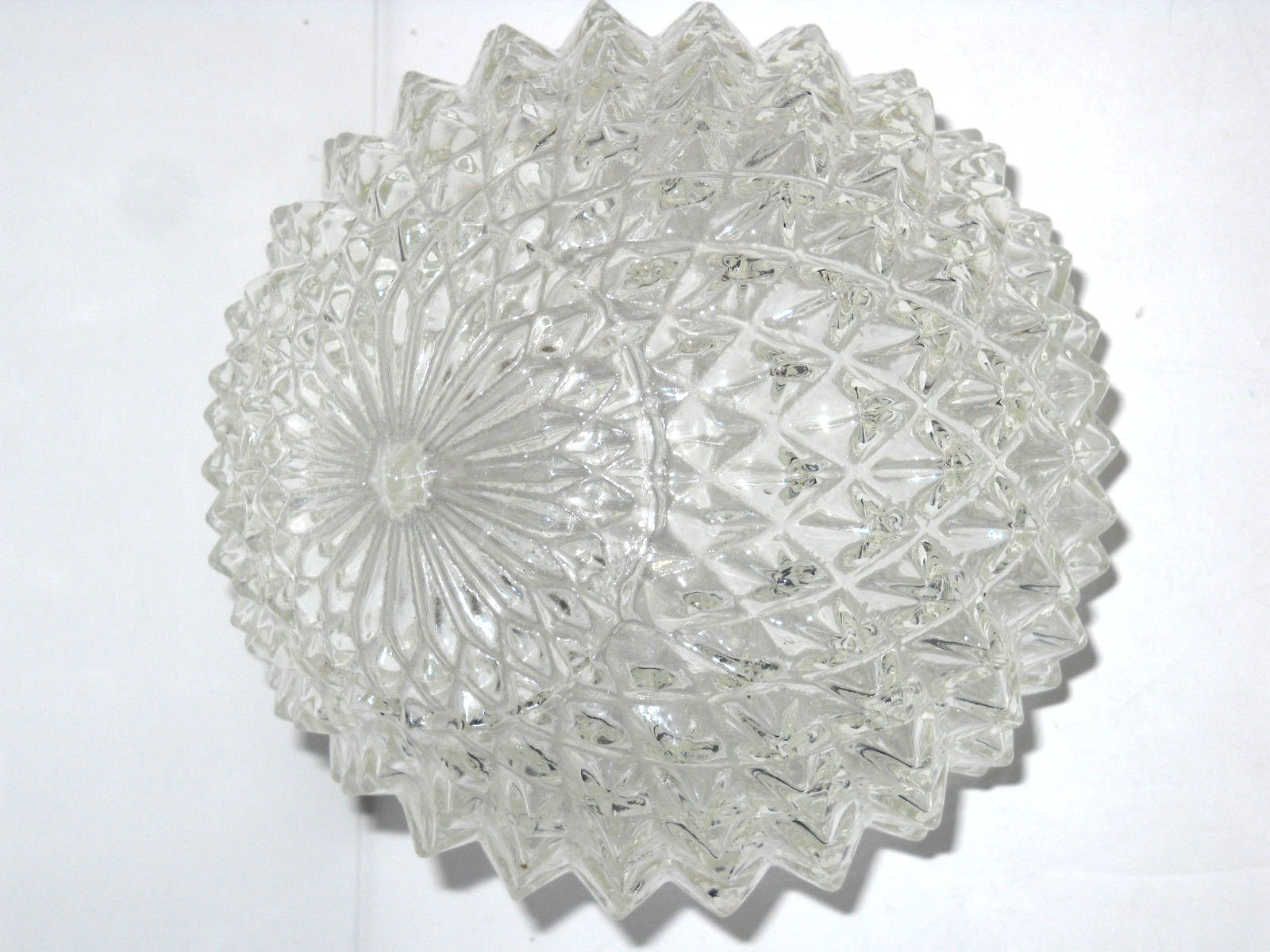 Vintage 6'' Pressed Cut Clear Diamond Glass Lamp Light Shade Globe 31/4