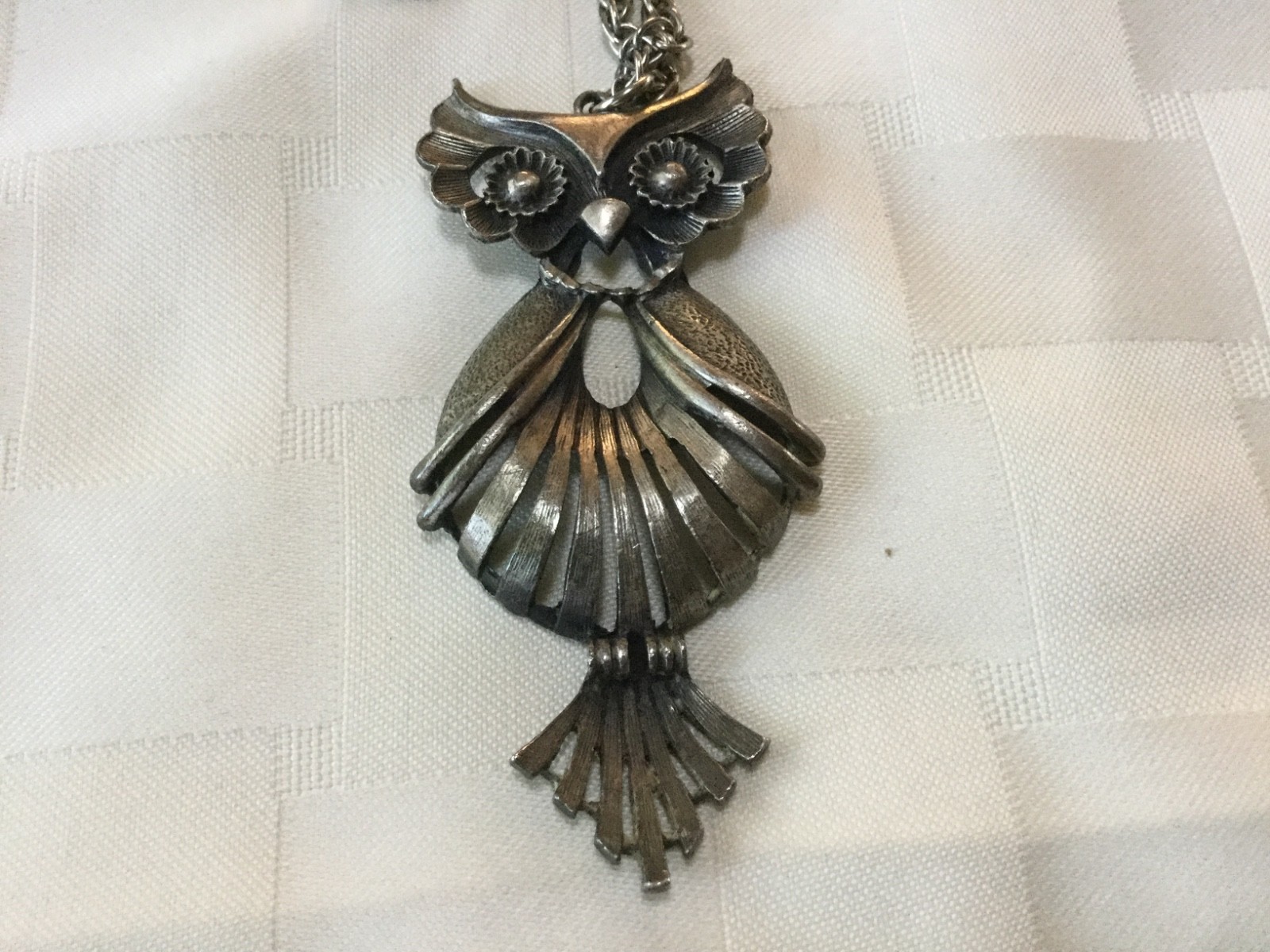 Vintage Torino Pewter Owl Pendant with 24