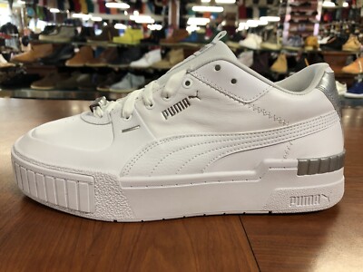 Puma Cali Sport Metallic Sneaker Women's Size 11 375050 01 Puma White Silver 