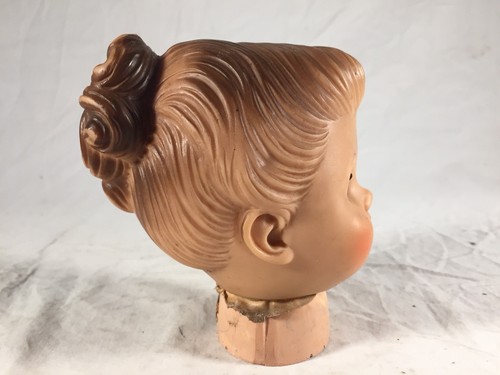 Vintage 1950’s Doll Head 4” Closing Eyes Molded Hair