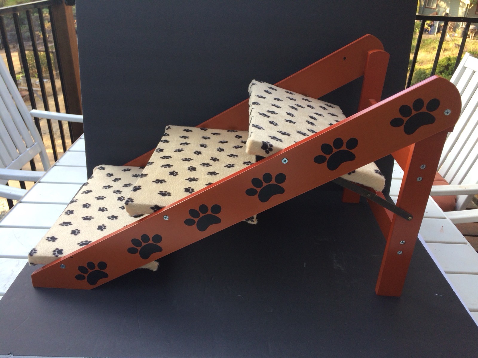 Folding Pet Ramp Steps Stairs Staircase Cat Dog Paws Print