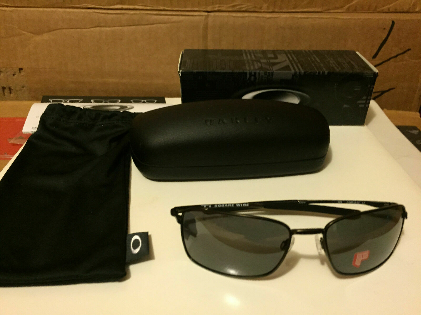 Pre-owned Oakley Ti Square Wire Pewter (titanium) / Black Iridium Polarized, Oo6016-02