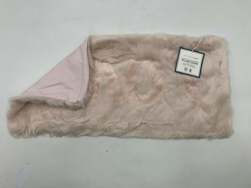Pottery Barn Teen Faux-Fur Love Sentiment Pillow Cover Pink 12x24" #9517L