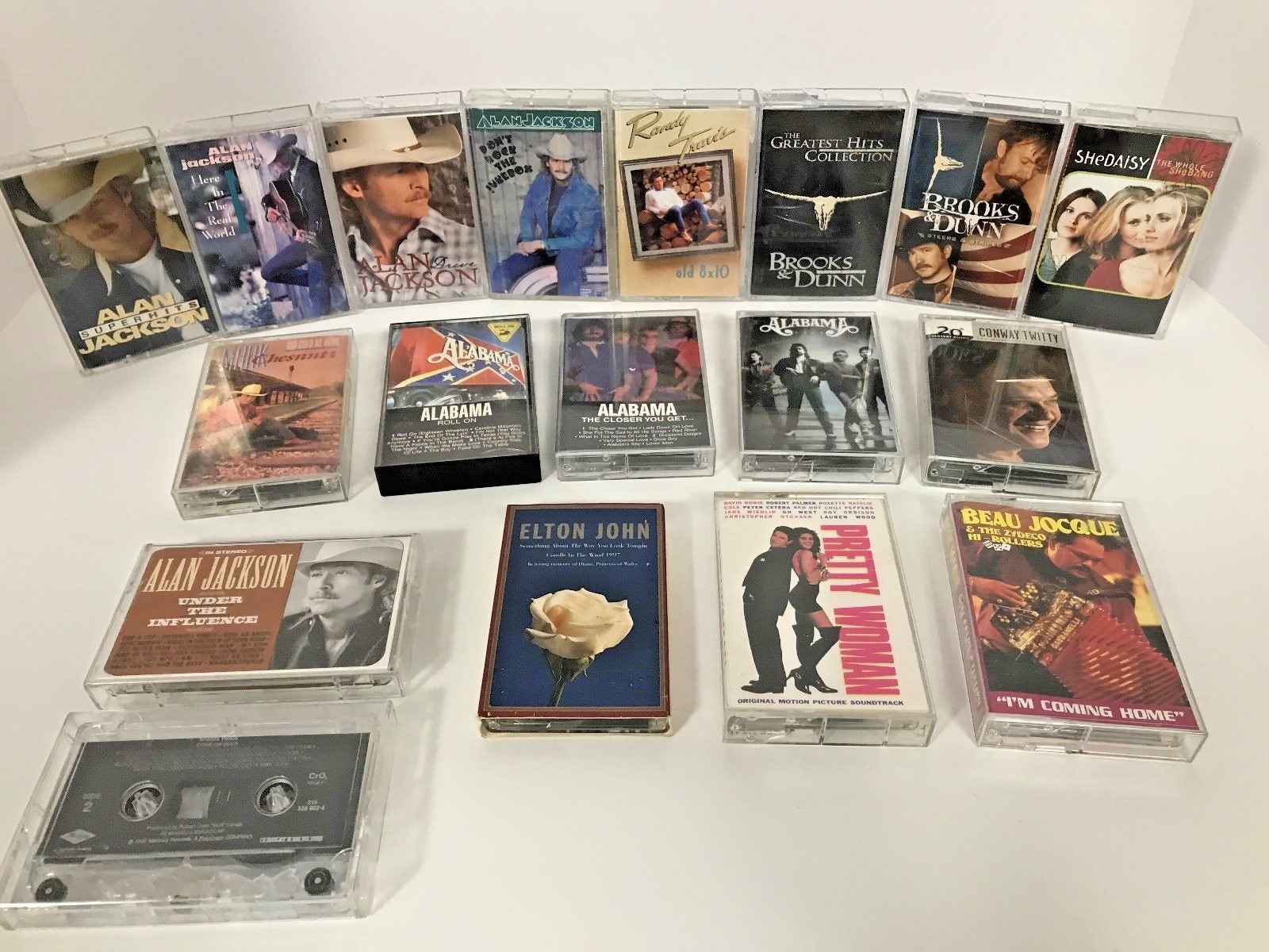 Cassette Tapes w/ Case Alan Jackson,Brooks&Dunn,Alabama,Shania Twain & More!!!!!