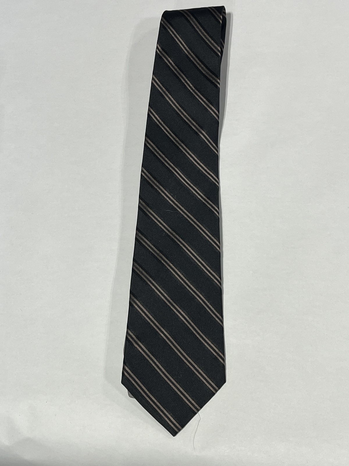 Mens Giorgio Cosani Black Striped Tie Pure Silk Hand Made NEW