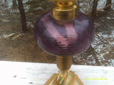 Gold Aurene & Plum Fenton Heartlights Swan Lamp Limited Edition #1 0f 25