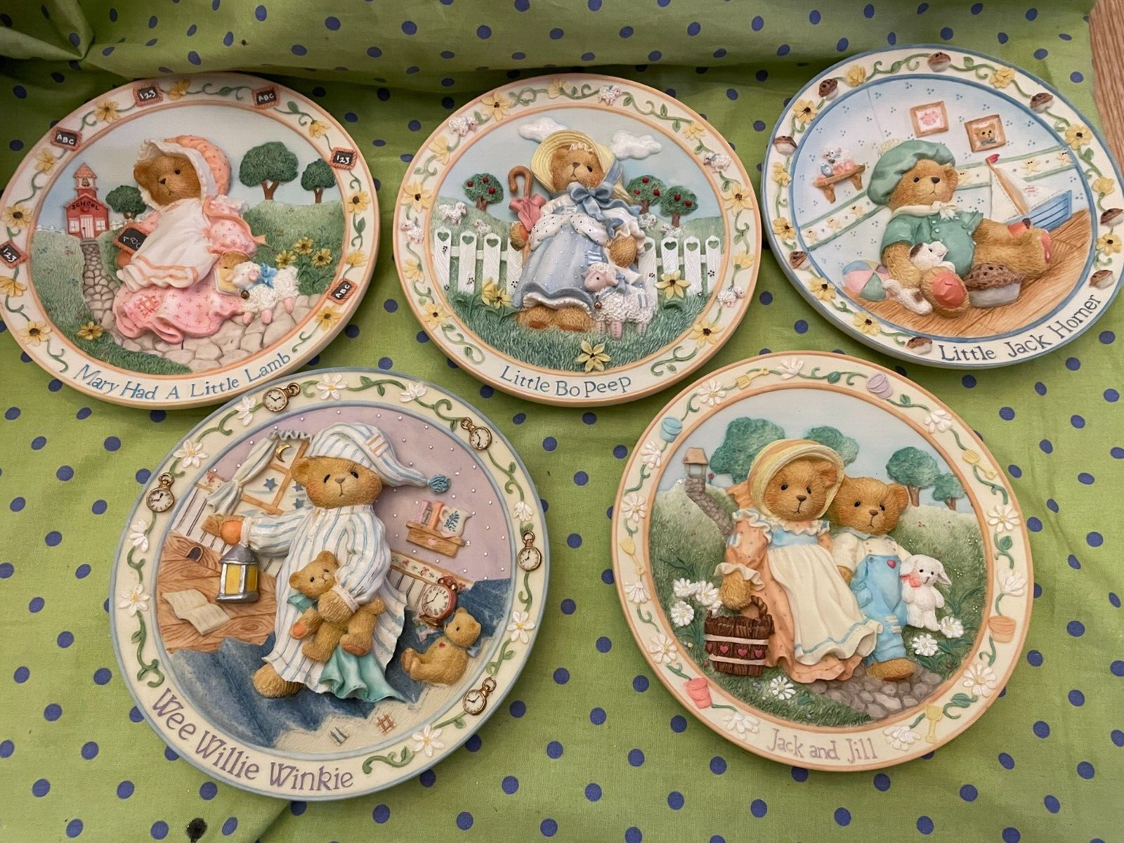 Enesco Cherished Teddies Nursery Rhyme Plate Collection 1995