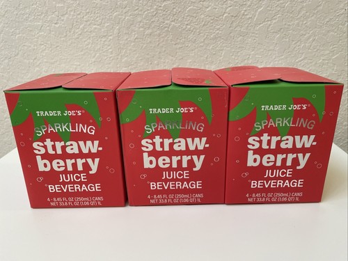 12) Cans Trader Joe's Sparkling Strawberry Juice Sealed In