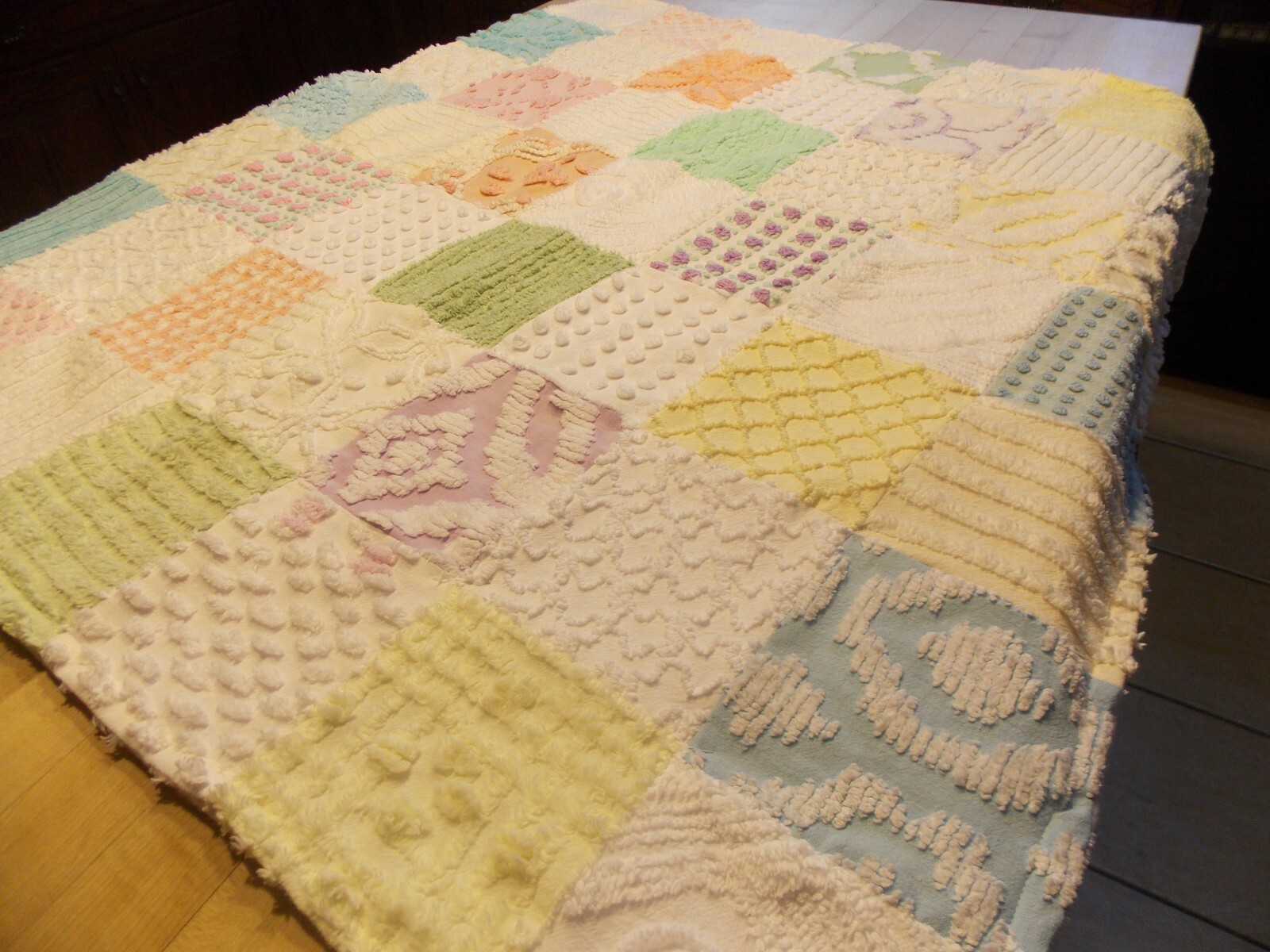 Handmade Baby Blanket From Vintage Chenille Bedspread Fabric