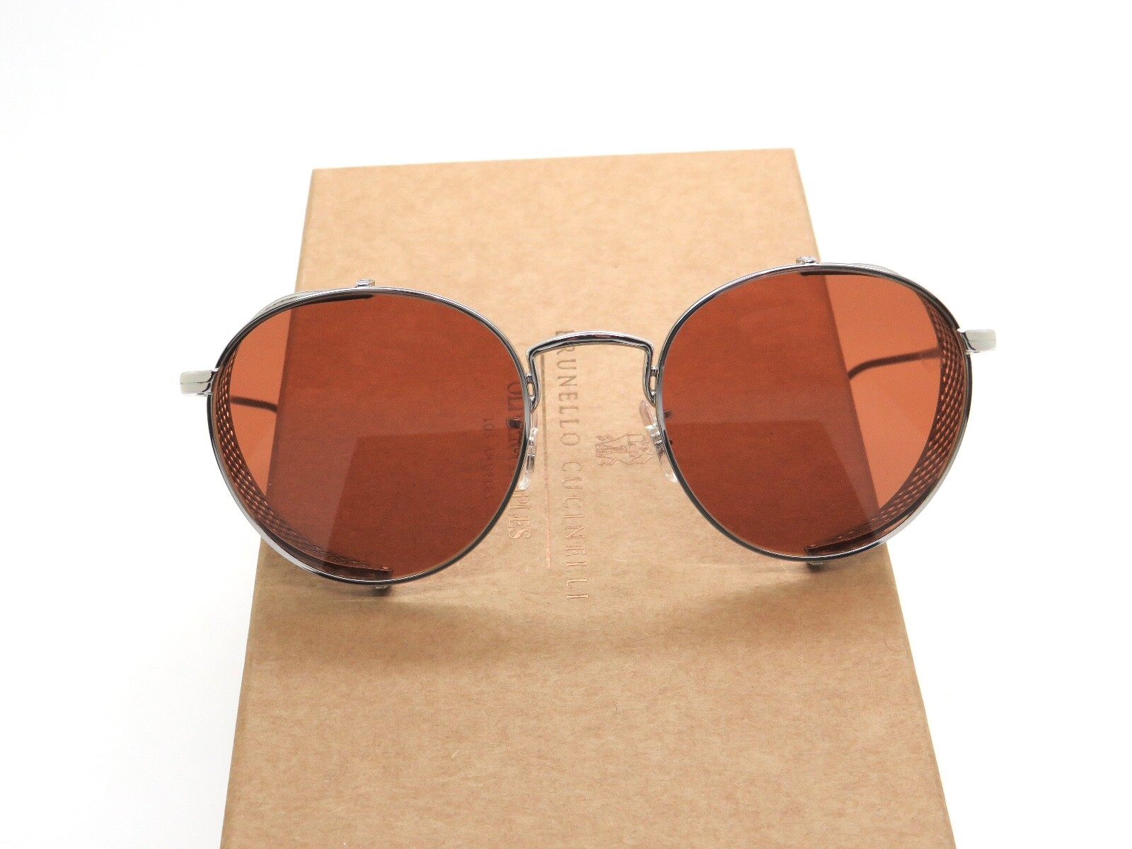 Pre-owned Oliver Peoples Brunello Cucinelli Ov1323s 503653 Cesarino-m Silver Sunglasses In Orange