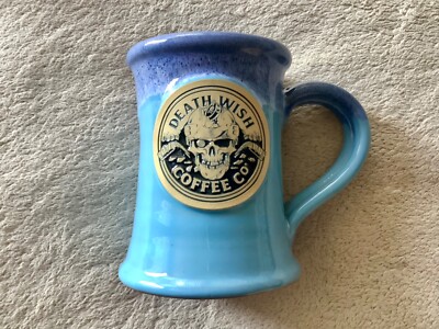 death wish coffee ice breaker mug deneen pottery hockey theme collectibles HTF