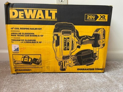 New DEWALT 20V MAX 15° LITHIUM CORDLESS ROOFING NAILER KIT DCN45RND1