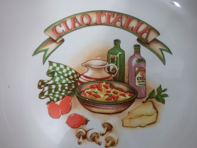 Server Platter bowl Italian theme Antique Glass 