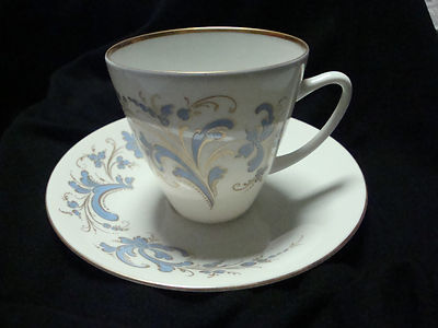 Porsgrund Norway Cup & Saucer Seljord Blue Gold