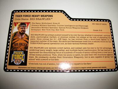 GI Joe 25th Club/Convention Exclusive FSS File Card TIGER FORCE BIG BRAWLER