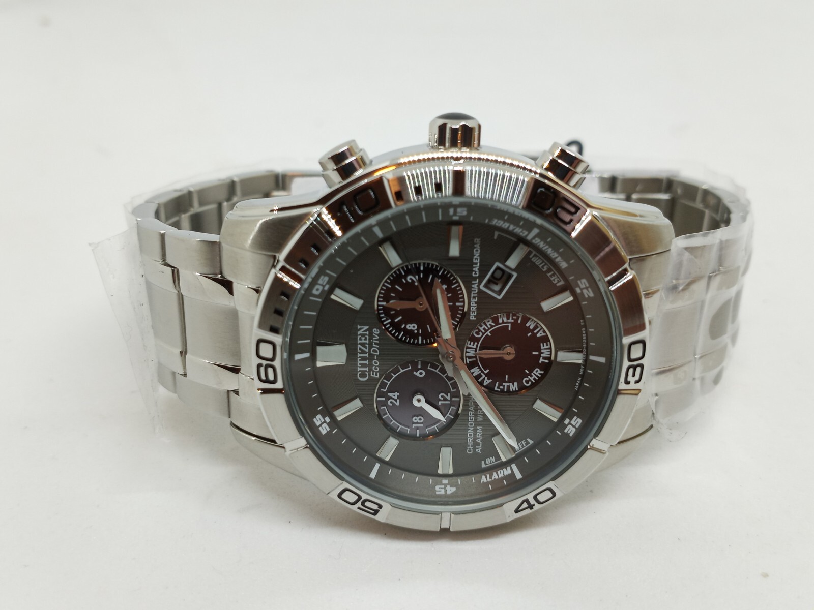 Pre-owned Citizen Eco-drive Brycen Bl5450-54h Men's 44mm Chronograph S/steel Watch