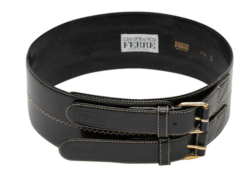 ヴィンテージ/イタリア製/GIANFRANCO FERRE/ Vintage Black Gianfranco Ferre Wide Leather Belt Size US S