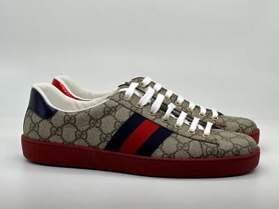 Pre-owned Gucci Ace Supreme Gg Ssima Logo Web Stripe Flat Sneakers Shoes $750 In Multicolor