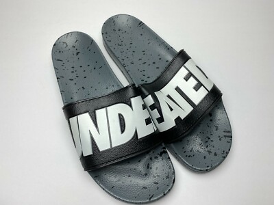 UNDEFEATED SLIDE SLIDES SLIPPERS UNBALANCE GREY SPLATTER CEMENT BLACK UNDFTD 13