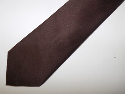 CARLO MANTINI Men's Polyester Necktie Dark Brown Solid 56'' x 3'' SLIM