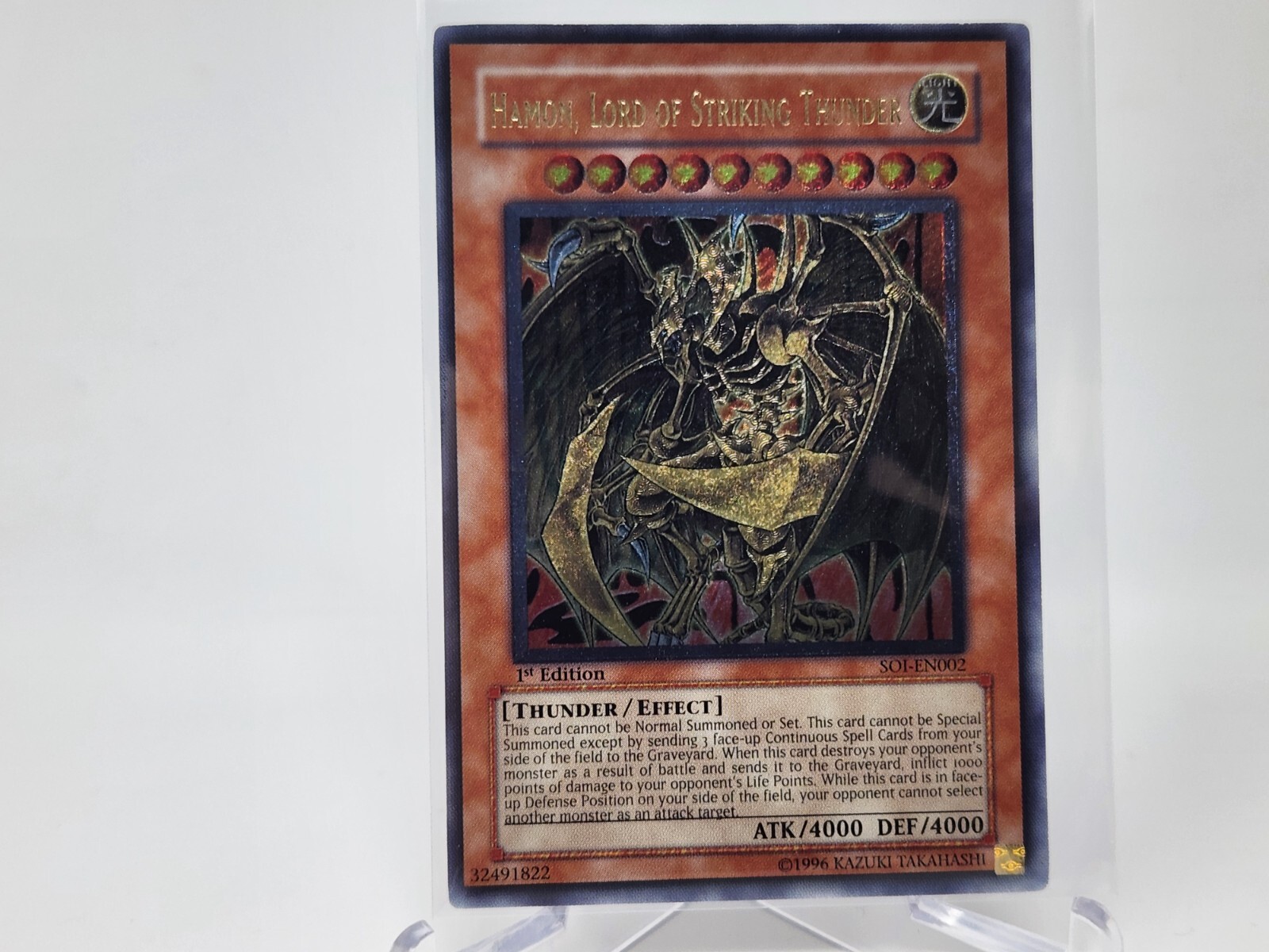 Yu-Gi-Oh Hamon, Lord of Striking Thunder SOI-EN002 1st Edition Ultimate Rare LP Yu-Gi-Oh Hamon, Lord of Striking Thunder SOI-EN002 1st Edition Ultimate Rare LP