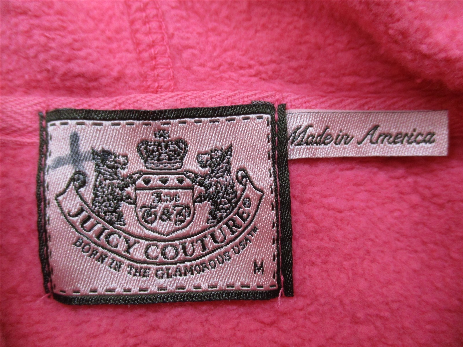 JUICY COUTURE K3071 Youth Girl's Size M Full Zip Cotton Bling Pink Track Hoodie