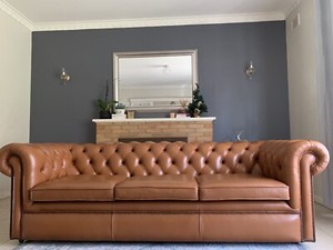 3 4 Seater Vintage Chesterfield Leather Couch Sofa Lounge Suite