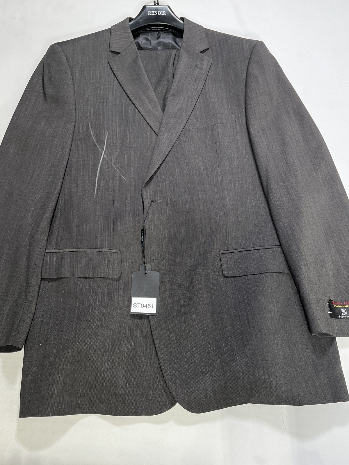 Mens Renoir Brown 2 Black Suit Size 44L NEW