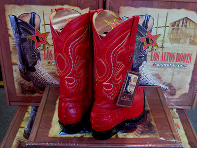 Pre-owned Los Altos Boots Los Altos Women Red Genuine Crocodile Tail Western Cowboy Boot (m) L091121