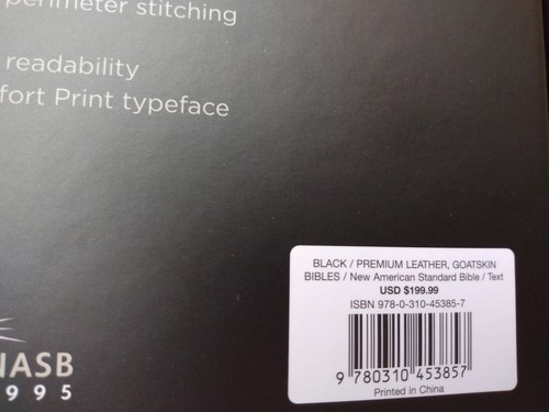 NASB Preacher's Bible Premium Goatskin Leather Black Premier Collection 1995 tex