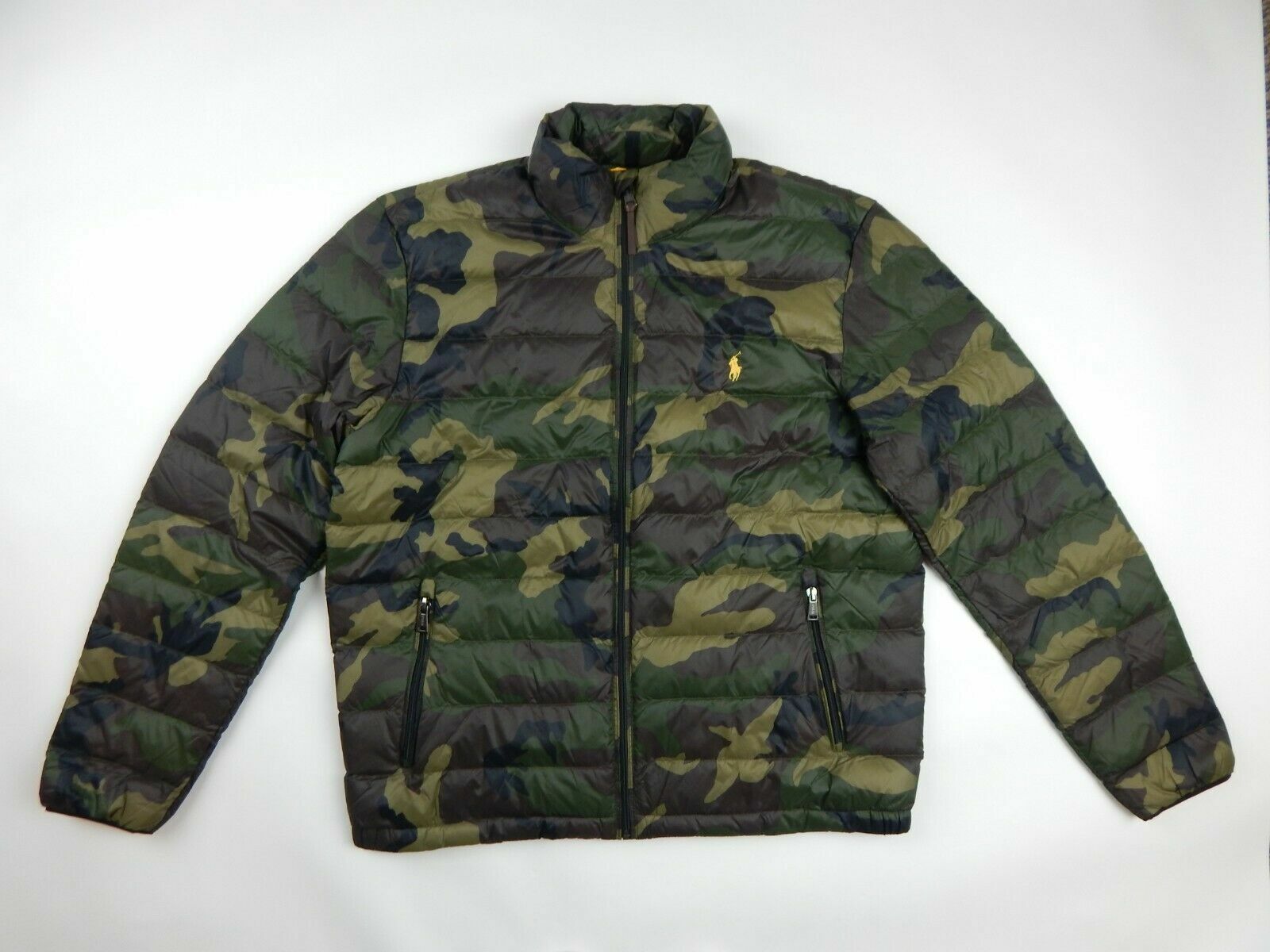 camo polo bubble coat