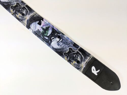 -wolf Eagle Guitar Strap -wolf And Mountains Guitar Strap-