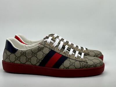 Pre-owned Gucci Ace Supreme Gg Ssima Logo Web Stripe Flat Sneakers Shoes $750 In Multicolor