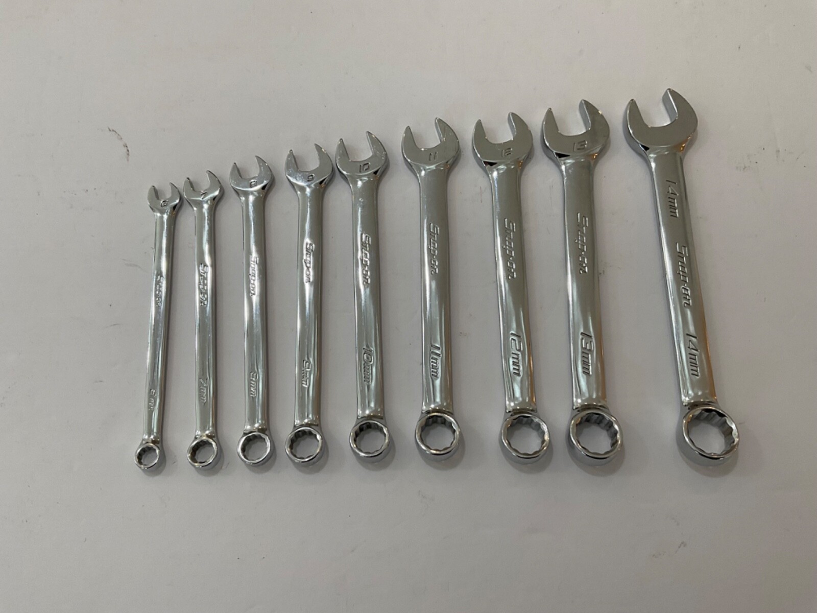 Snap-on 9 piece metric Flank drive short combination wrench Snap-on 9 piece metric Flank drive short combination wrench