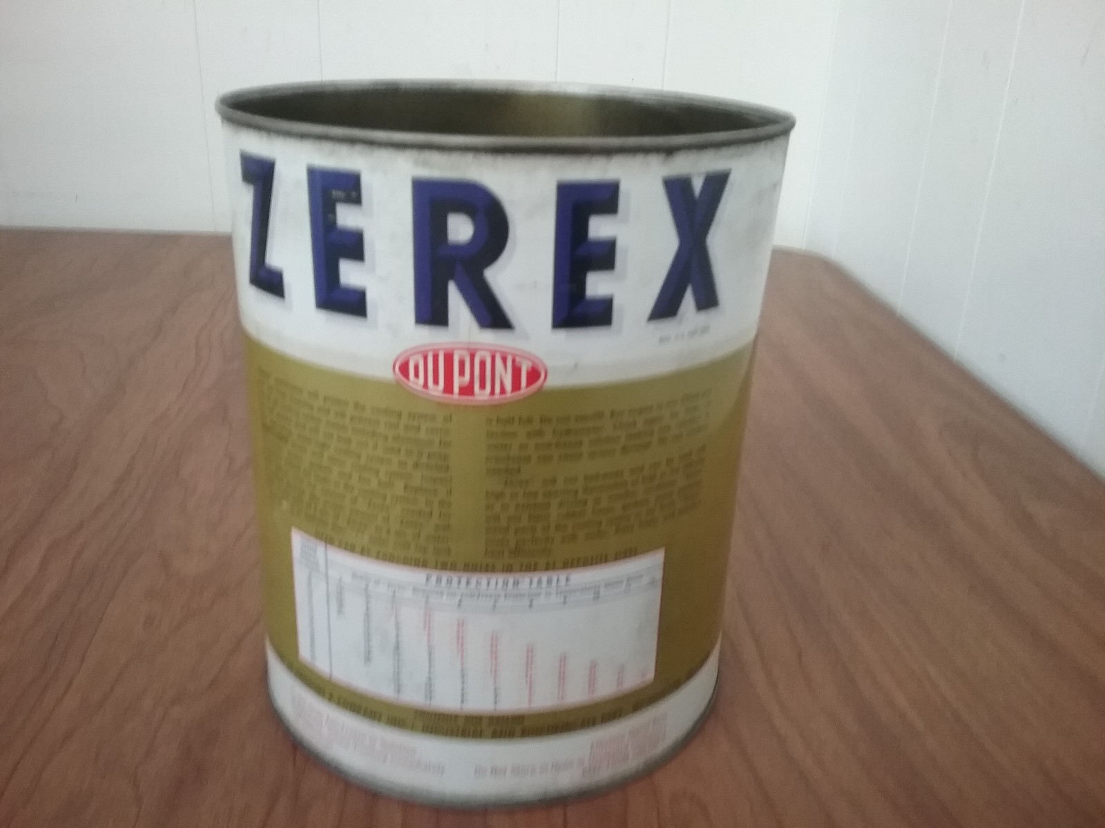 Vtg Zerex Dupont Anti Freeze empty Tin 1 gallon round Can Advertising