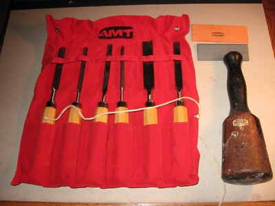 AMT Six Chisel Set With Wood Mallet & Sharpening Stones