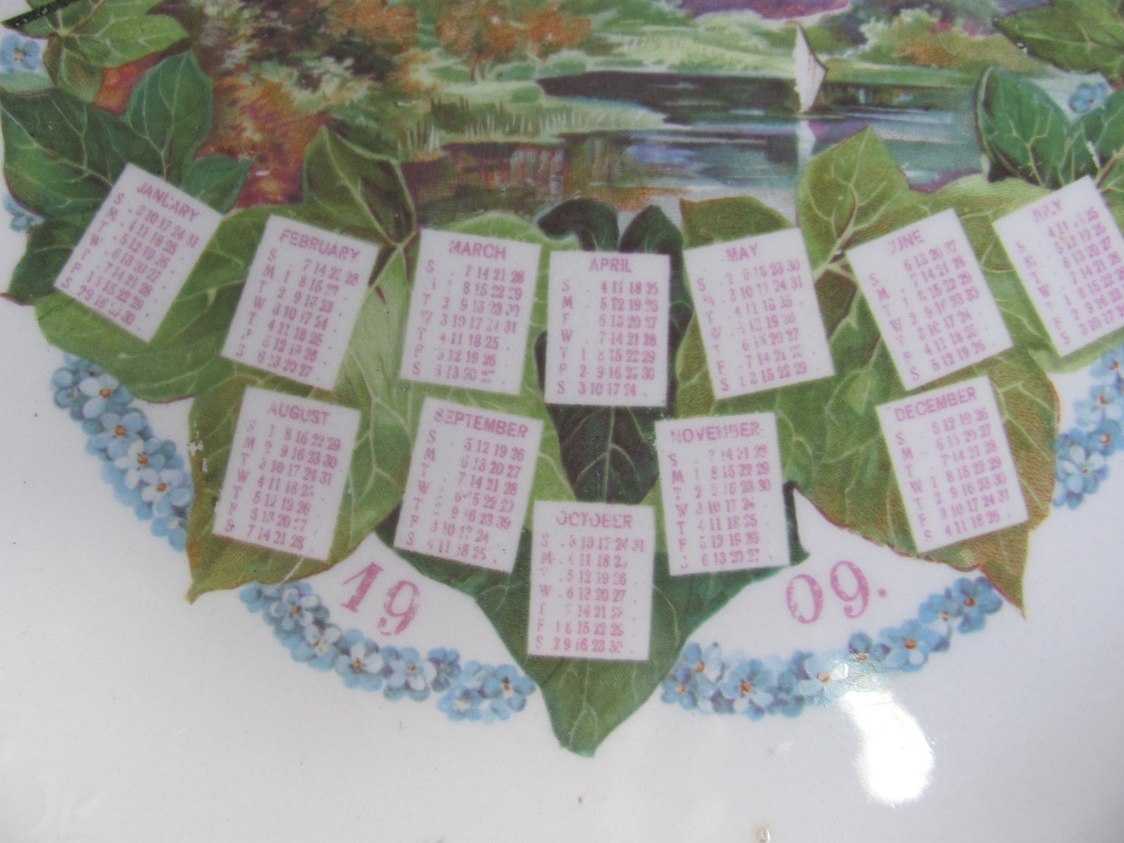 1909 Advertising Calendar Colonial Plate Meyer Locke Mercantile Co Linneus Mo