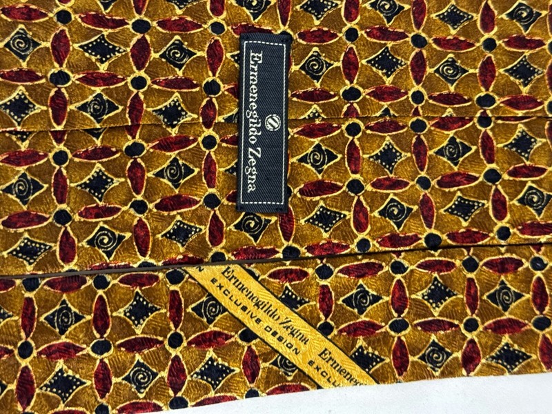 Zegna Gold Red Colorful NECK TIE | eBay