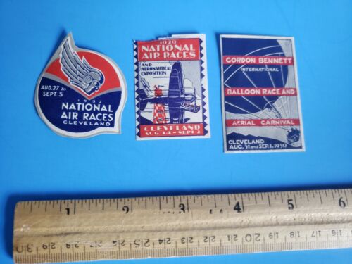 1929 1930 1932 Cleveland National Air Races Vintage Sticker Decal Lot  of 3