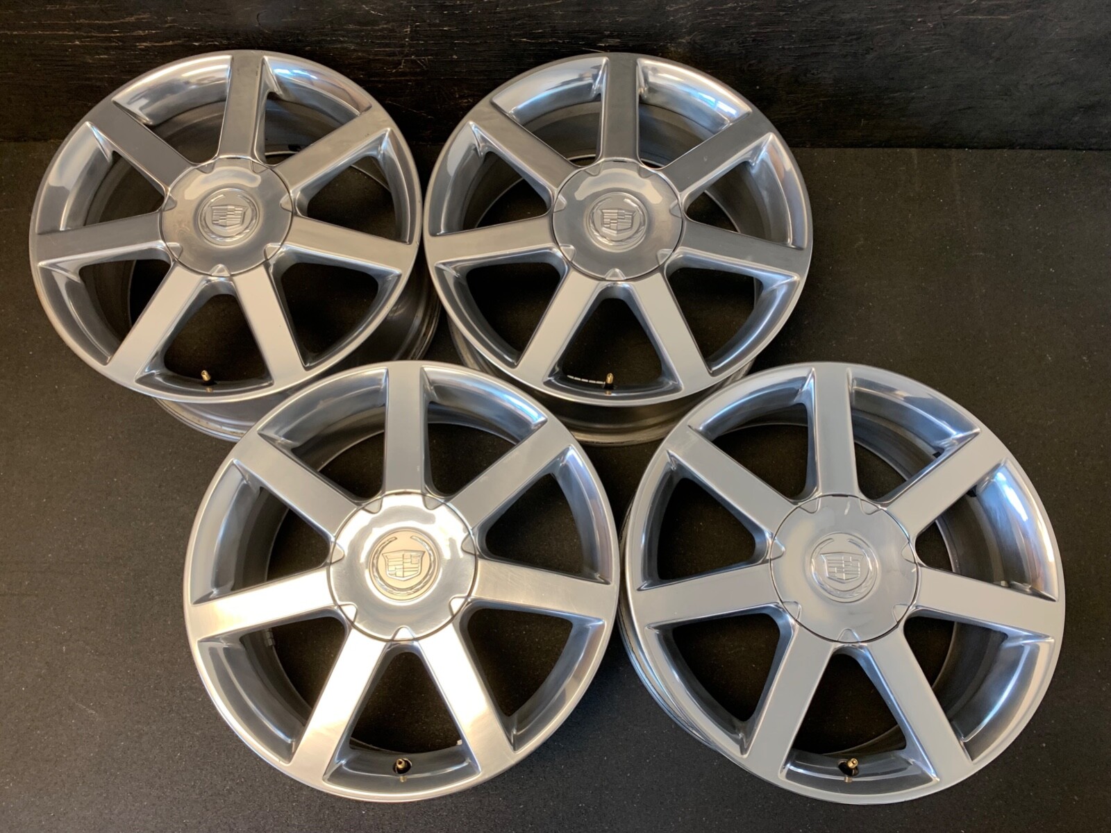4) Cadillac XLR Original Polished Wheels Rims + Caps 18